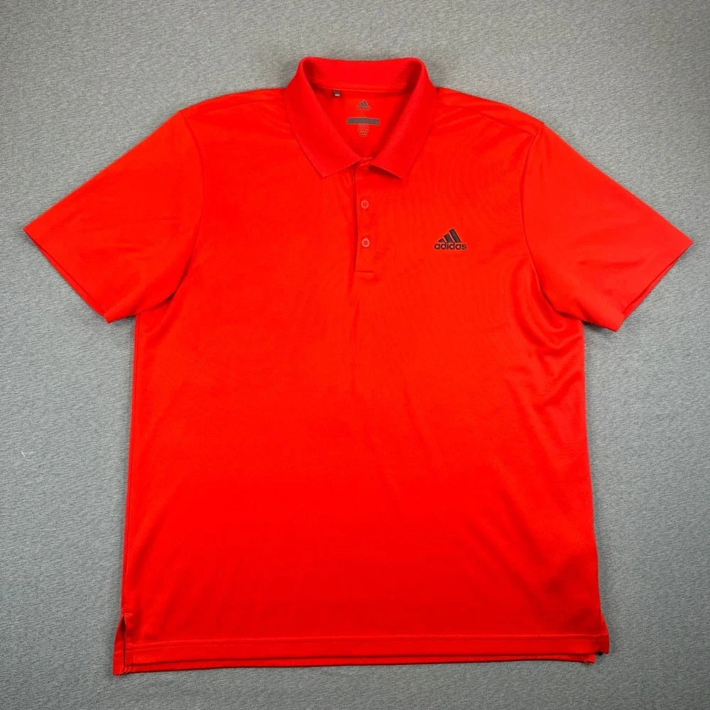 Adidas Golf Performance Polo Shirt Mens Large Red Solid Short Sleeve Tech EUC